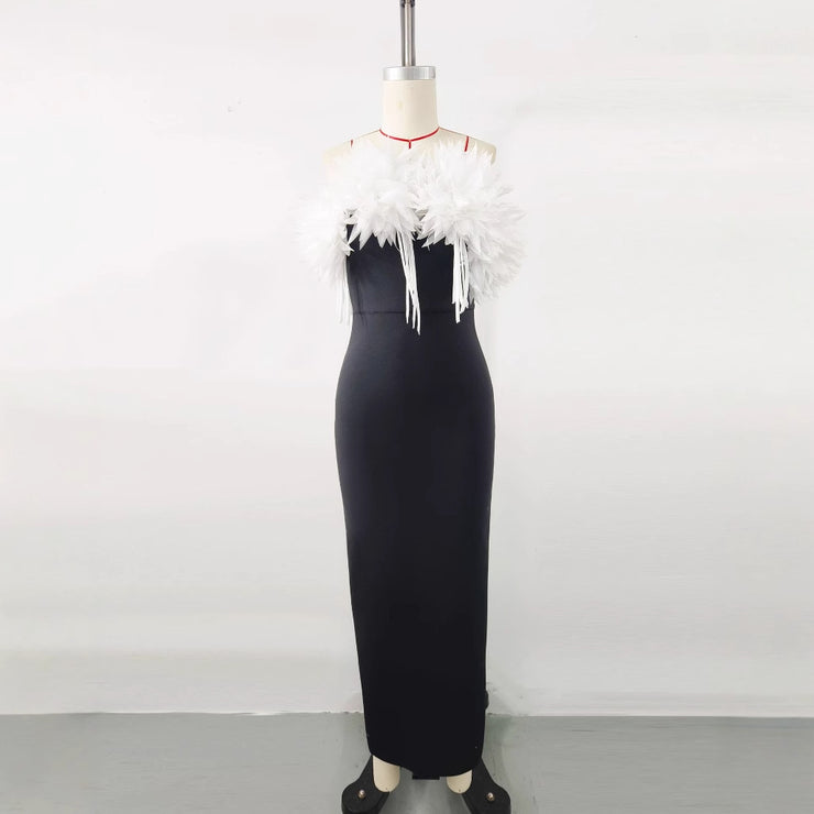 Bandage White Elegant Flowers Dress