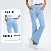 Cross Waist Jeans Women's High Elastic Hip Lifting Sport Bell-bottom Pants