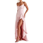 Women's Backless Ruffles Irregular Dress