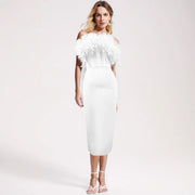 Bandage White Elegant Flowers Dress