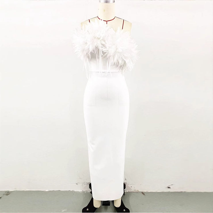 Bandage White Elegant Flowers Dress