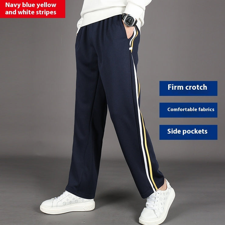 Spring And Summer Yellow Strip Two Horizontal Strips Uniform Pants