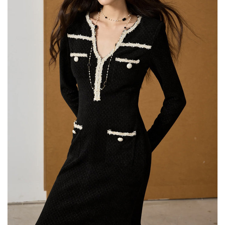 Contrast Color Fishtail Waist Dress