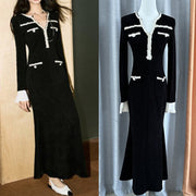 Contrast Color Fishtail Waist Dress