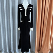 Contrast Color Fishtail Waist Dress