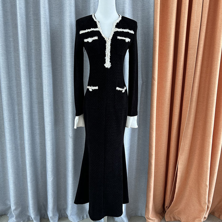 Contrast Color Fishtail Waist Dress