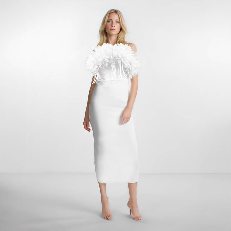 Bandage White Elegant Flowers Dress