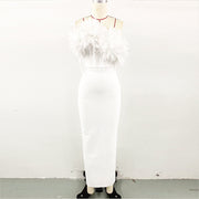 Bandage White Elegant Flowers Dress