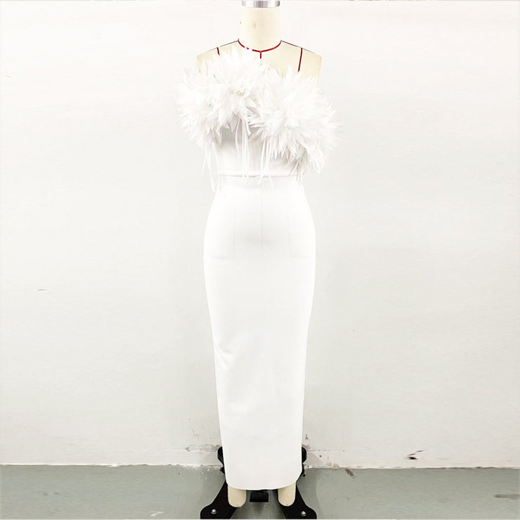 Bandage White Elegant Flowers Dress