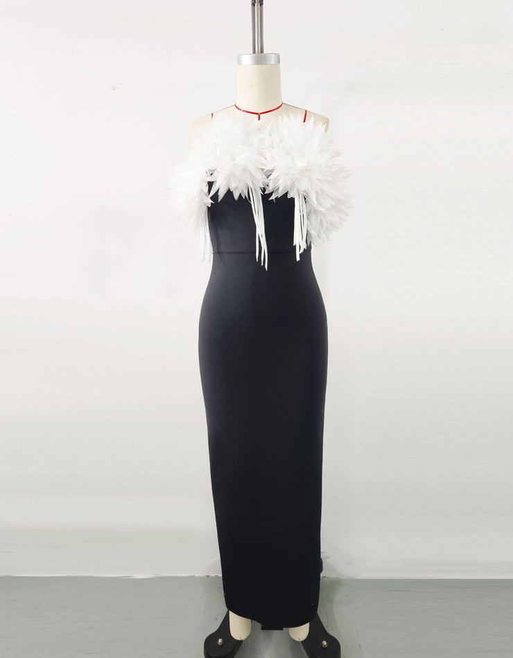 Bandage White Elegant Flowers Dress